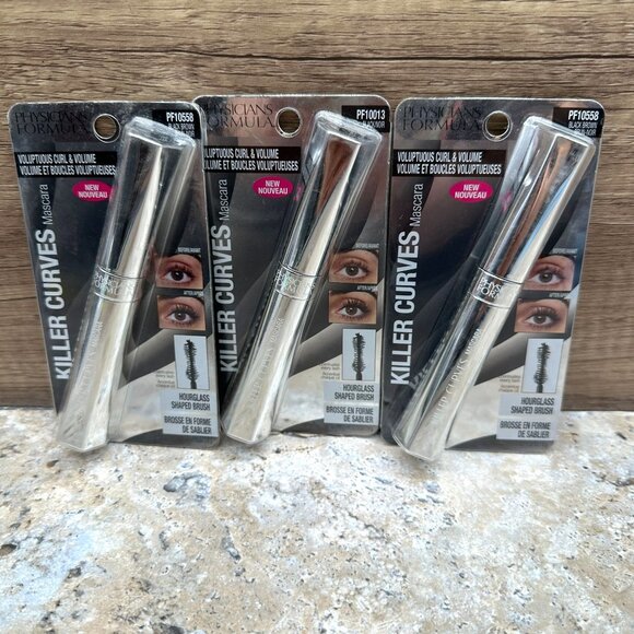 3X Physicians Formula Killer Curves Mascara Voluptuous Curl & Volume Black Brown - Picture 1 of 8
